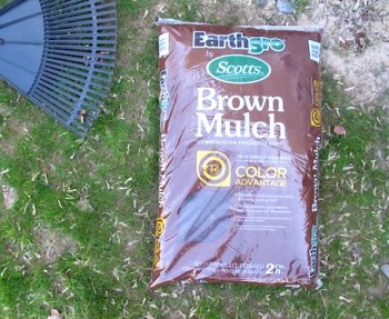 Brown mulch for the gardens.